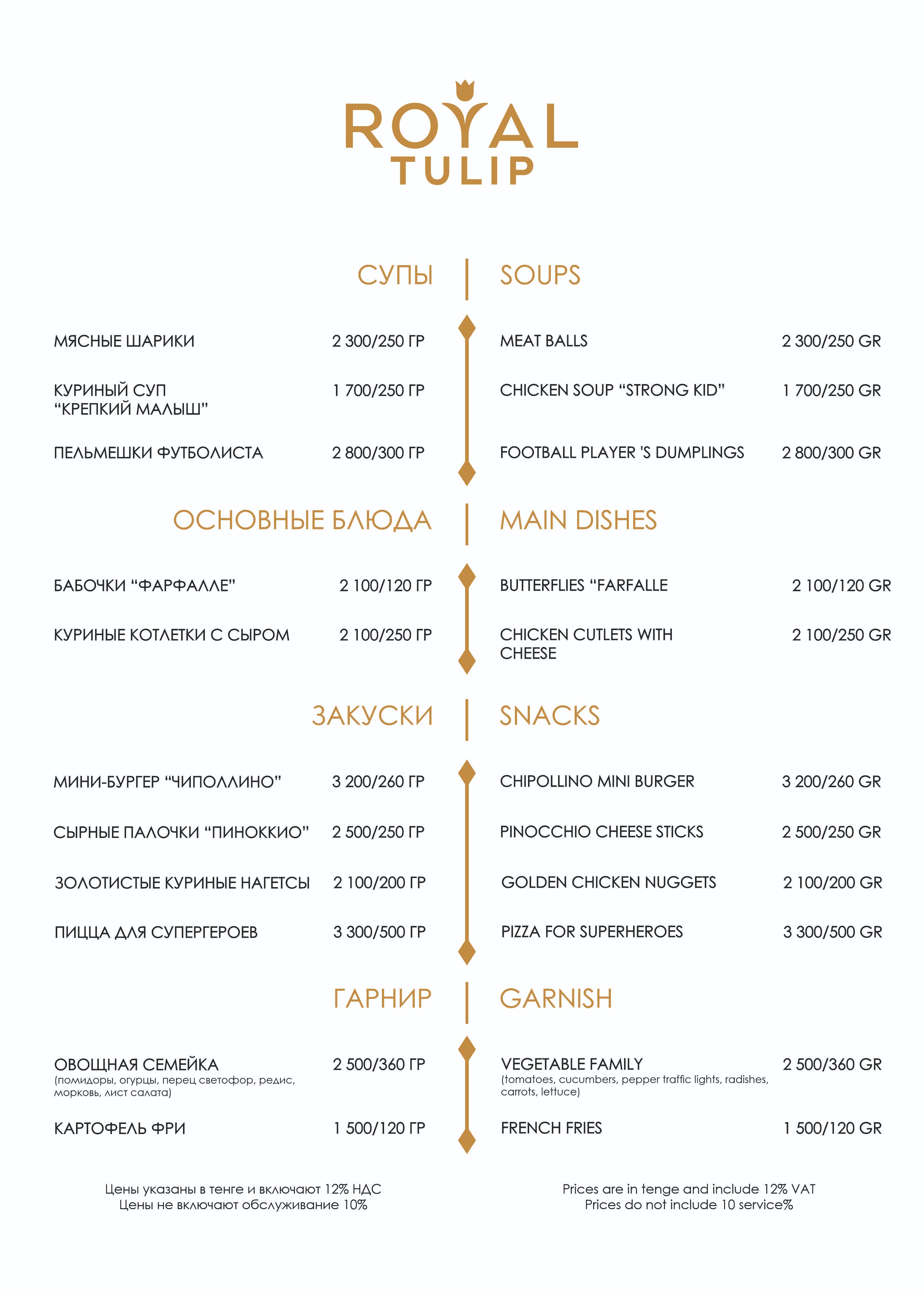 a page of the menu for Kids Menu